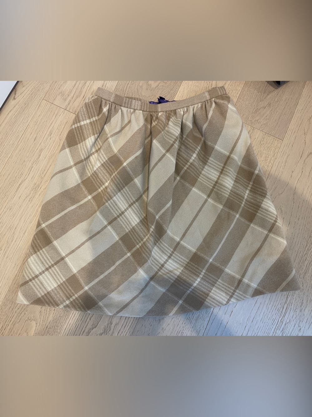Ralph Lauren Collection Beige Plaid A-Line Skirt with Pockets - Wool / Cashmere